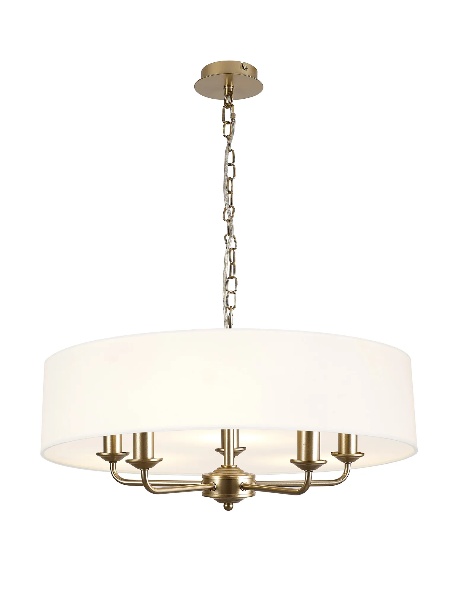 DK0942  Banyan 60cm 5 Light Pendant Champagne Gold, White